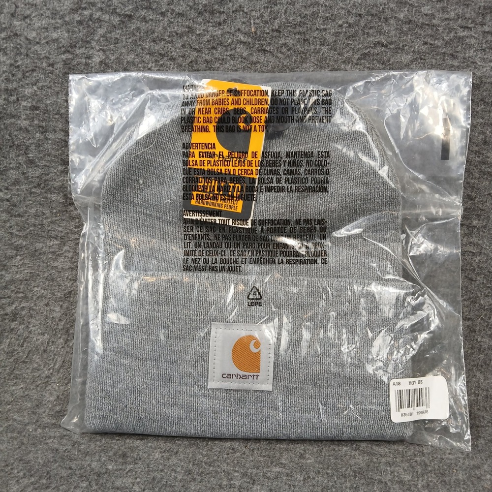 Carhartt Acrylic Watch Hat Beanie Unisex OS Heather Grey A18 Rib Knit NWT
